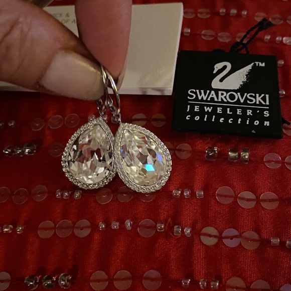 Swarovski Stamped Stunning Large Crystal Pierced Earrings Never Used